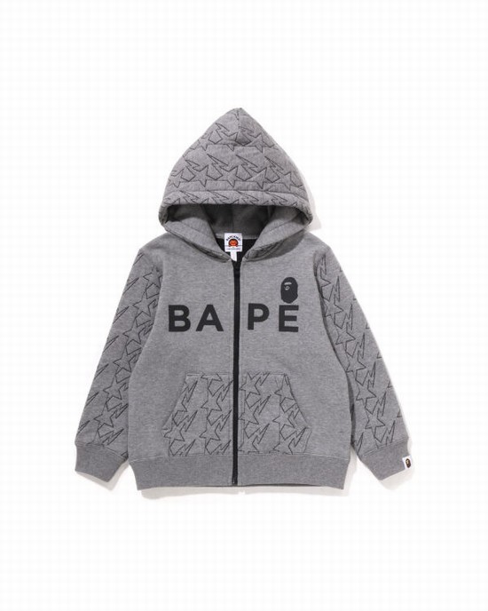 Bape STA Quilting Zip Mikiny S Kapucňou Detske Siva | SK-4382