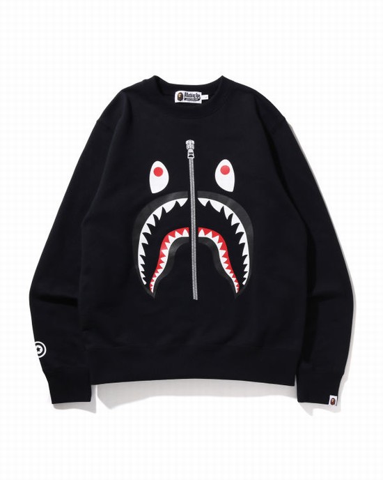 Bape Shark Crewneck Mikiny Panske Čierne | SK-3041