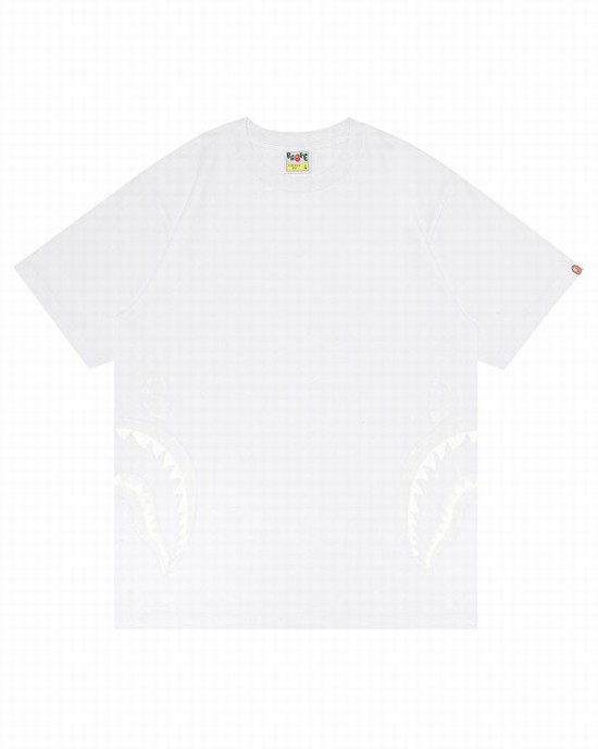 Bape Side Shark Tricko Panske Biele | SK-6294