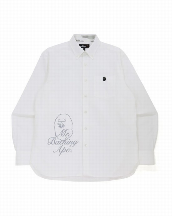 Bape Siroke Topanky Logo Print Kosele Panske Biele | SK-3597