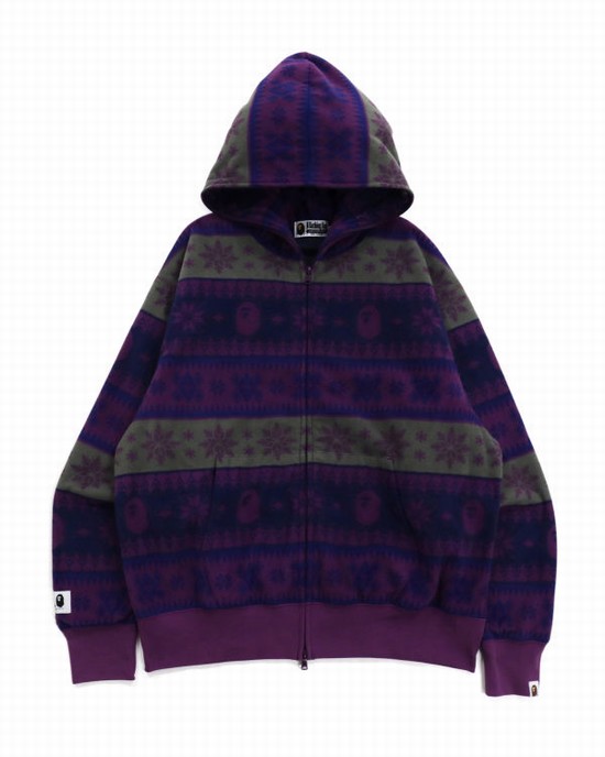 Bape Snow Pattern Relaxed Fit Full Zip Mikiny S Kapucňou Panske Nachový | SK-4352