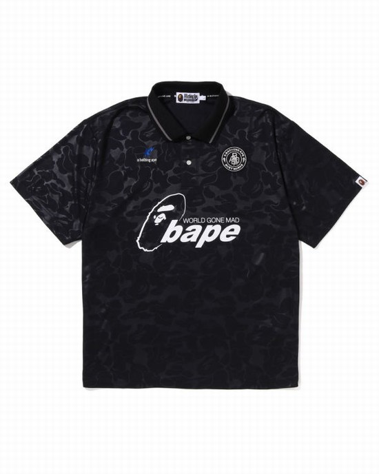 Bape Soccer Game Relaxed Fit Polo Tricko Panske Čierne | SK-0194