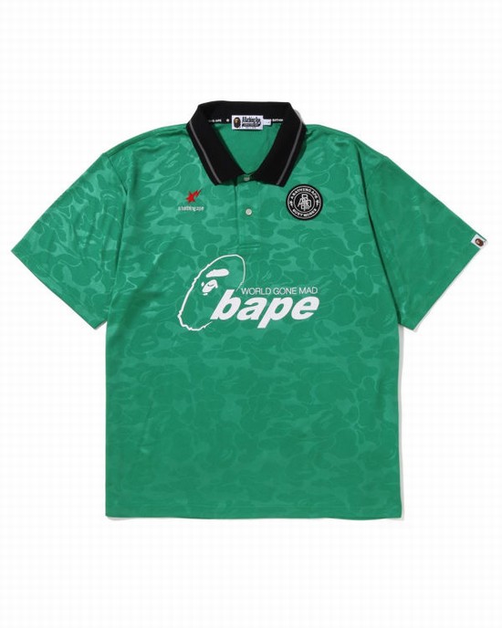 Bape Soccer Game Relaxed Fit Polo Tricko Panske Svetlo Zelene | SK-1938