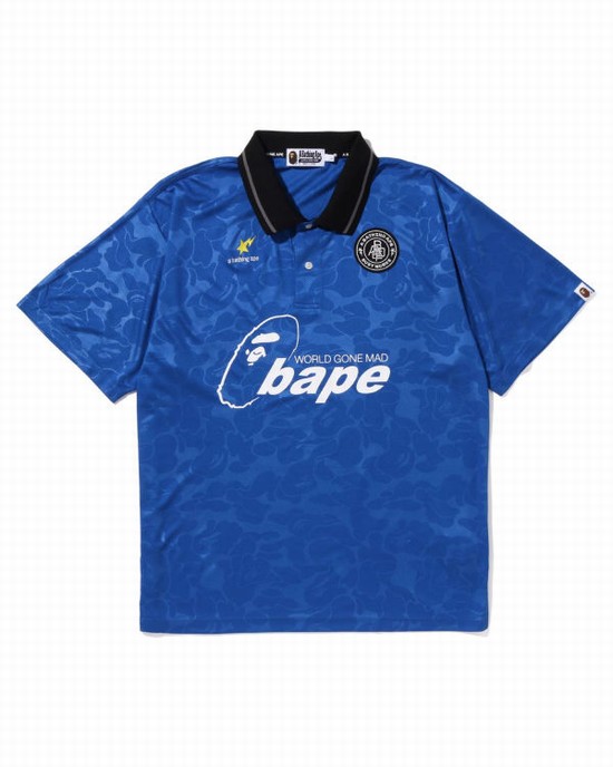 Bape Soccer Game Relaxed Fit Polo Tricko Panske Modre | SK-6915
