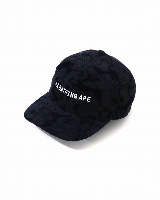 Bape Solid Camo Corduroy Panel Caps Panske Námornícka Modrá Modre | SK-4160