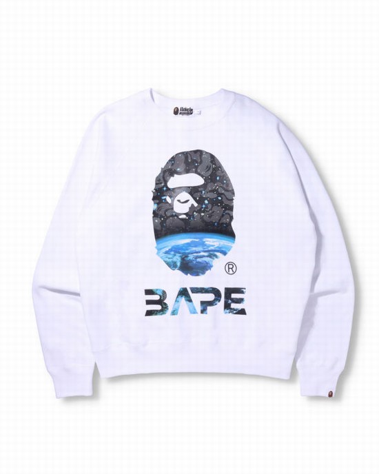 Bape Space Camo Ape Head Loose Fit Crewneck Mikiny Panske Biele | SK-8246
