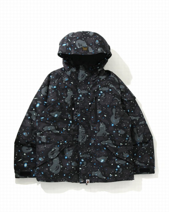 Bape Space Camo Military Loose Fit Páperové Bundy Panske Čierne | SK-8251