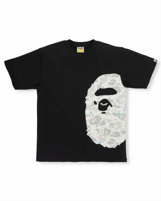 Bape Space Camo Side Big Ape Head Tricko Panske Čierne | SK-3764