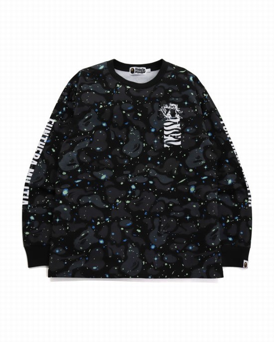 Bape Space Camo Tiger L/S Tricko Panske Čierne | SK-6214