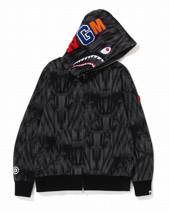 Bape Speed Racer Shark Full Zip Mikiny S Kapucňou Panske Čierne | SK-0839