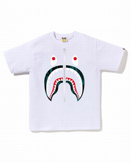 Bape Speed Racer Shark Tricko Panske Biele | SK-2198