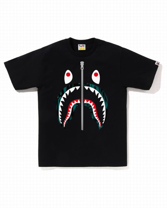 Bape Speed Racer Shark Tricko Panske Čierne | SK-4816