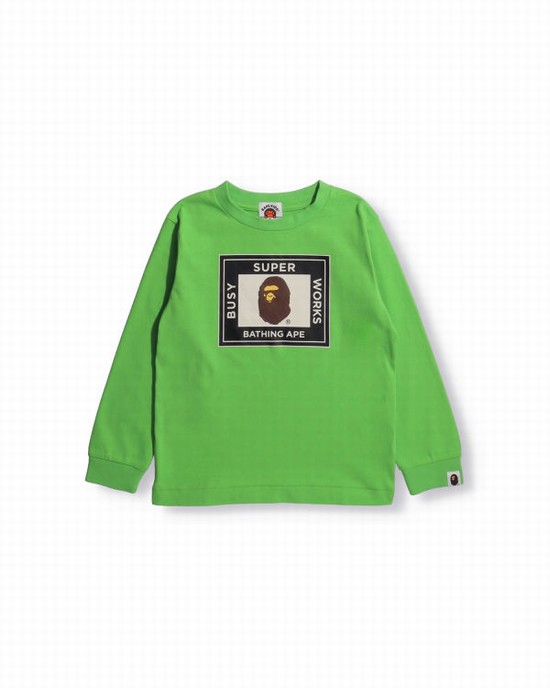 Bape Super Busy Works L/S Tricko Detske Zelene | SK-3691