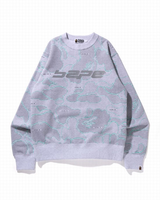 Bape Text Code Camo Crewneck Mikiny Panske Svetlo Siva | SK-0867