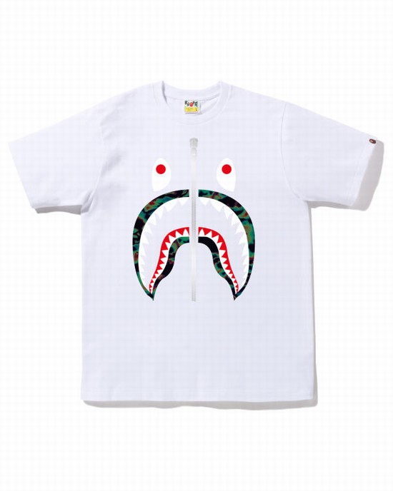Bape Thermography Shark Tricko Panske Biele | SK-7894