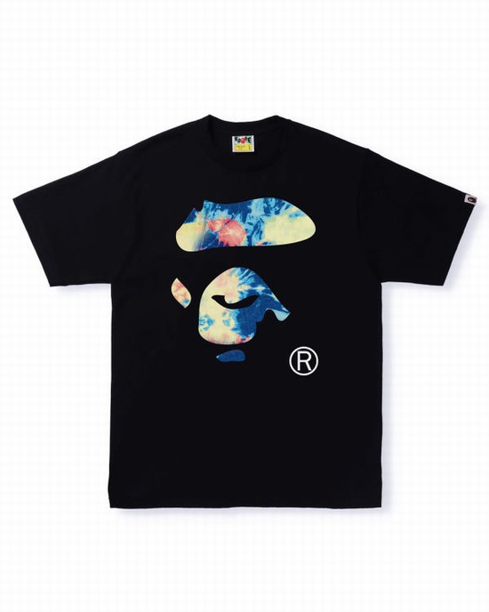 Bape Tie Dye Ape Face Tricko Panske Čierne | SK-3876