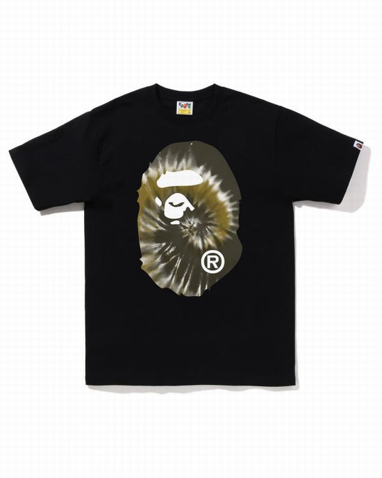 Bape Tie-Dye Big Ape Head Tricko Panske Čierne | SK-3647