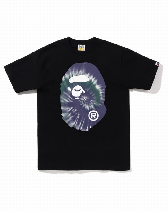 Bape Tie-Dye Big Ape Head Tricko Panske Čierne | SK-8945
