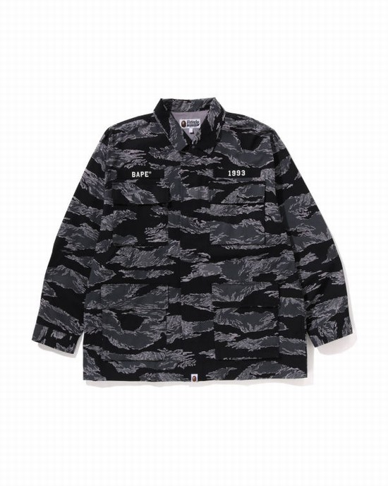 Bape Tiger Camo Relaxed Fit Military Kosele Panske Čierne | SK-6738