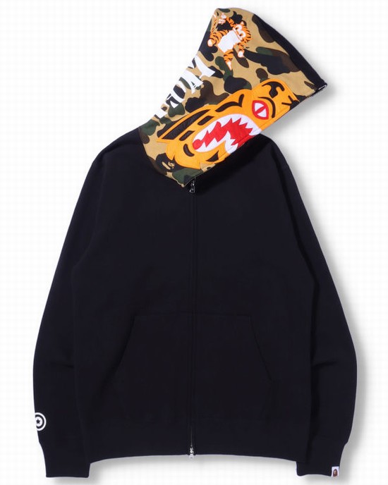 Bape Tiger Full Zip Mikiny S Kapucňou Panske Čierne | SK-2067