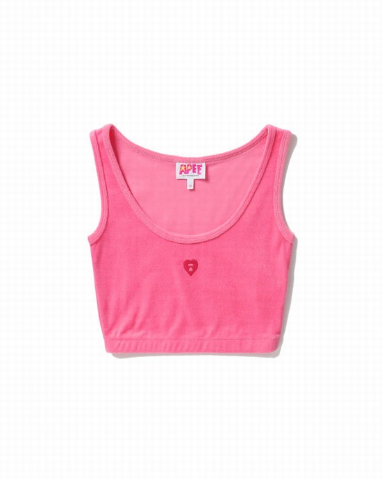 Bape Towelling crop Vesty Damske Ruzove | SK-9643