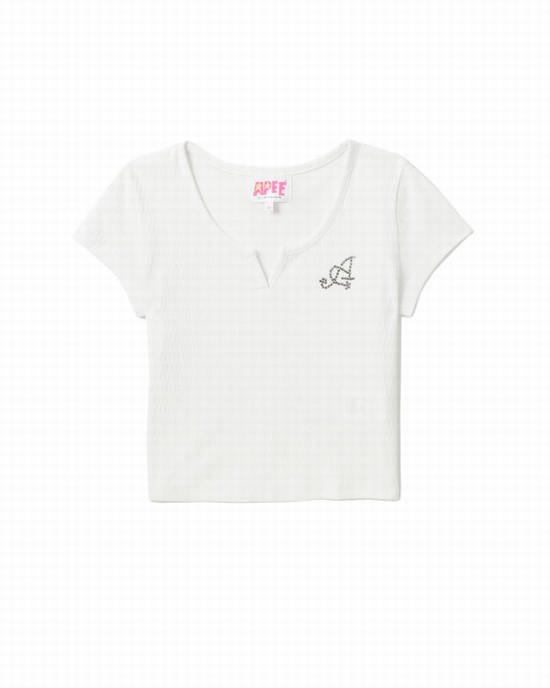 Bape V-neck crop Blúzky Damske Biele | SK-7592