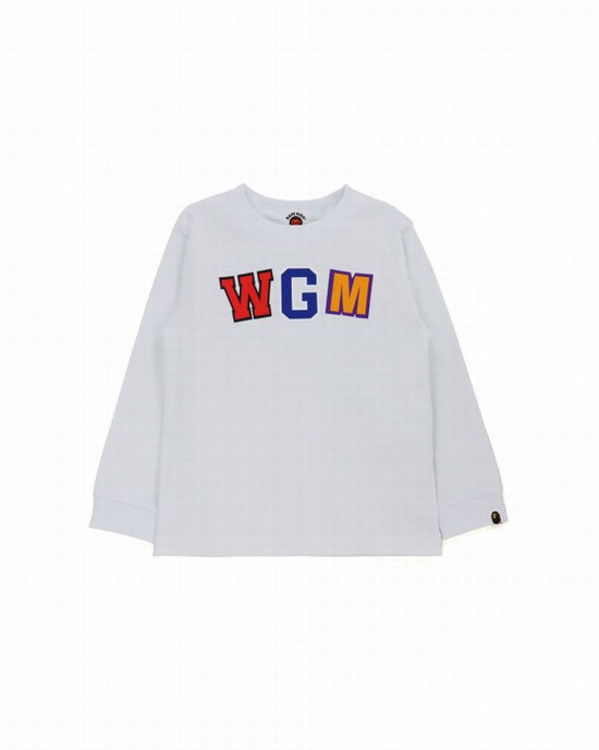 Bape WGM Shark L/S Tricko Detske Biele | SK-2859