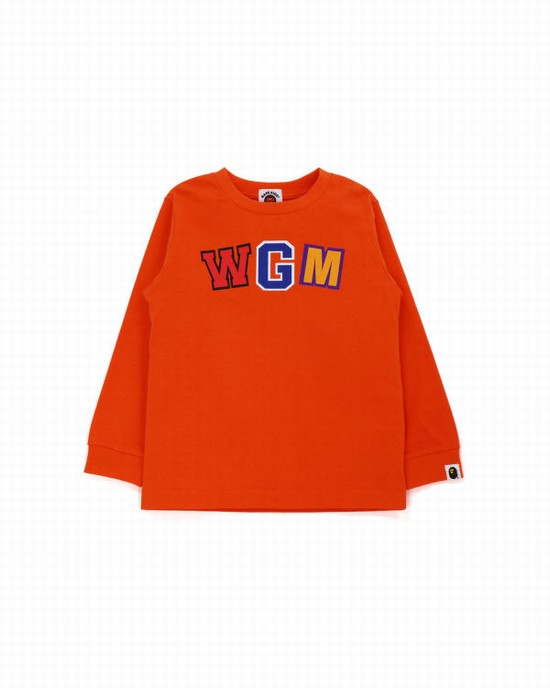Bape WGM Shark L/S Tricko Detske Oranžové | SK-8543