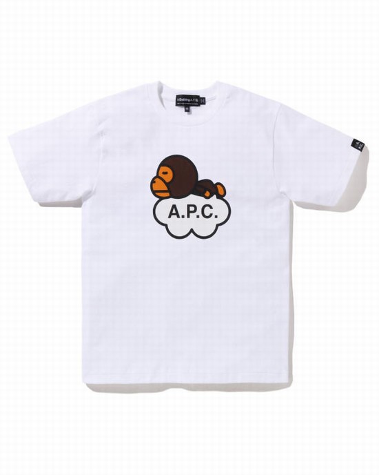 Bape X A.P.C. Milo Siroke Topanky Tricko Damske Biele | SK-3194
