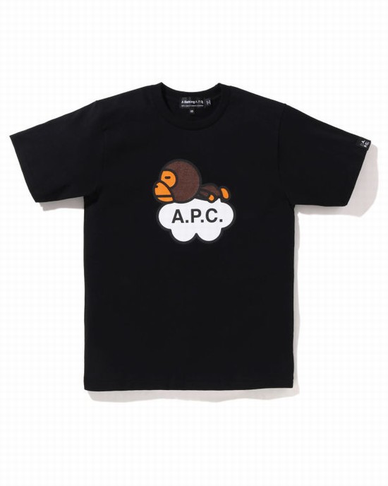 Bape X A.P.C. Milo Siroke Topanky Tricko Damske Čierne | SK-6428
