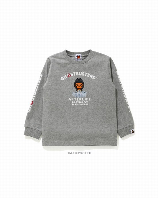 Bape X Ghostbusters Milo Long Sleeve Tricko Detske Siva | SK-5742