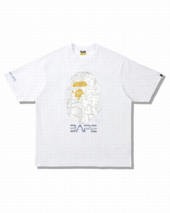Bape X Hajime Sorayama Ape Head Tricko Panske Biele | SK-8235