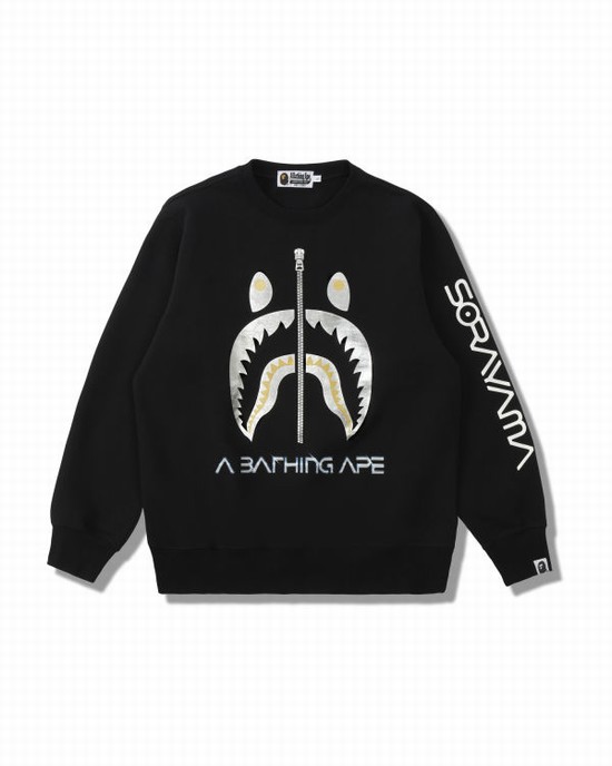 Bape X Hajime Sorayama Shark Crewneck Mikiny Panske Čierne | SK-0642