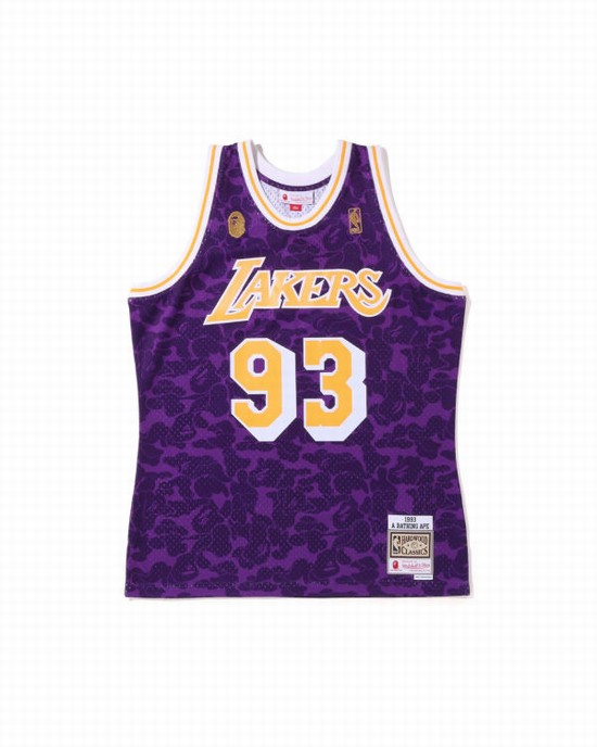Bape X M&N Los Angeles Lakers Jersey Tricko Panske Nachový | SK-3907