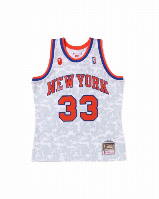 Bape X M&N New York Knicks Tricko Panske Biele | SK-3254