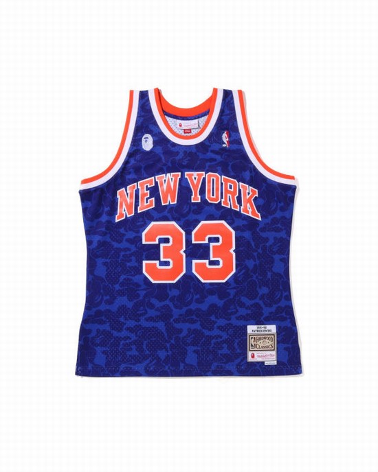 Bape X M&N New York Knicks Tricko Panske Modre | SK-9654