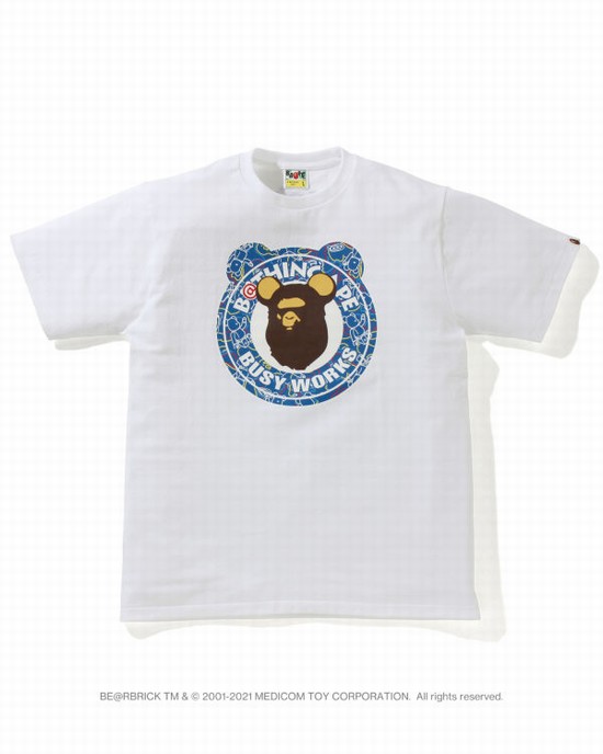 Bape X Medicom Toy Camo BE@R Busy Works Tricko Panske Biele | SK-3495