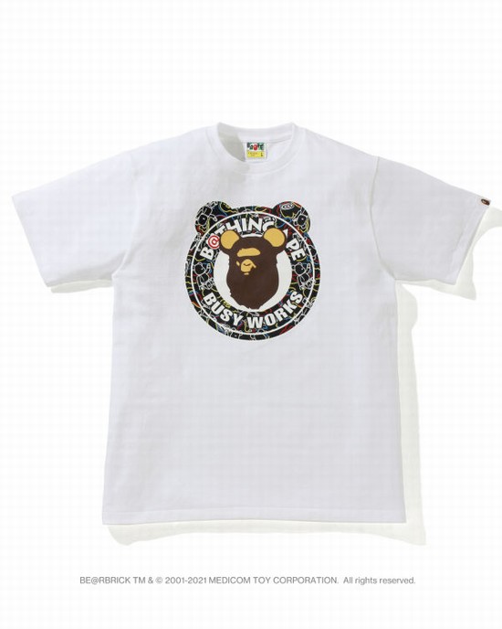 Bape X Medicom Toy Camo BE@R Busy Works Tricko Panske Biele | SK-4318