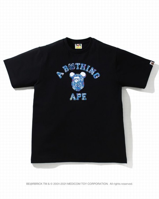 Bape X Medicom Toy Camo BE@R College Tricko Panske Čierne | SK-0983