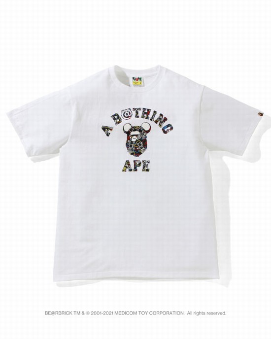 Bape X Medicom Toy Camo BE@R College Tricko Panske Biele | SK-5289
