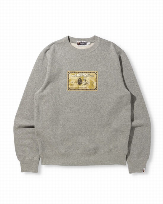 Bape X OVO Card Crew Neck Mikiny Panske Siva | SK-1850