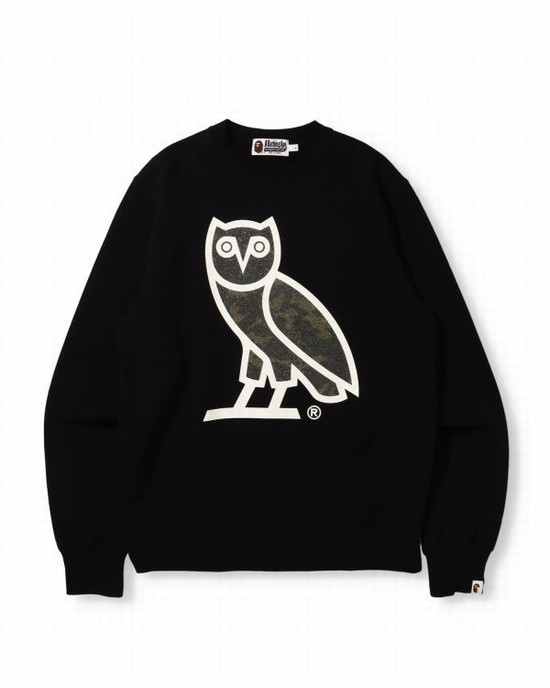 Bape X OVO Glass Beads Woodland Camo Crew Neck Mikiny Panske Čierne | SK-4710