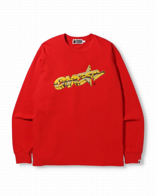 Bape X OVO Long Sleeve Tricko Panske Svetlo Červené | SK-1395