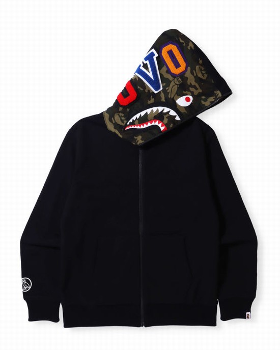 Bape X OVO Woodland Camo Shark Reversible Full Zip Mikiny S Kapucňou Panske Čierne | SK-8731