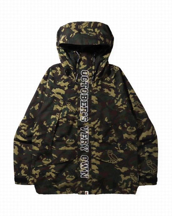 Bape X OVO Woodland Camo Snowboard Bundy Panske Zelene | SK-2579