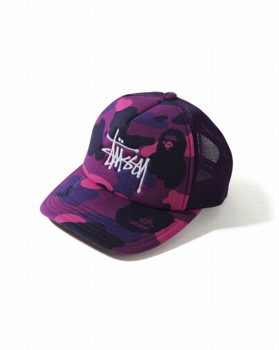 Bape X Stussy Trucker Caps Panske Nachový | SK-2847