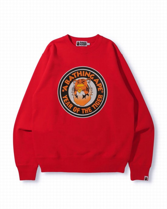 Bape Year Of The Tiger Crewneck Mikiny Panske Svetlo Červené | SK-6215