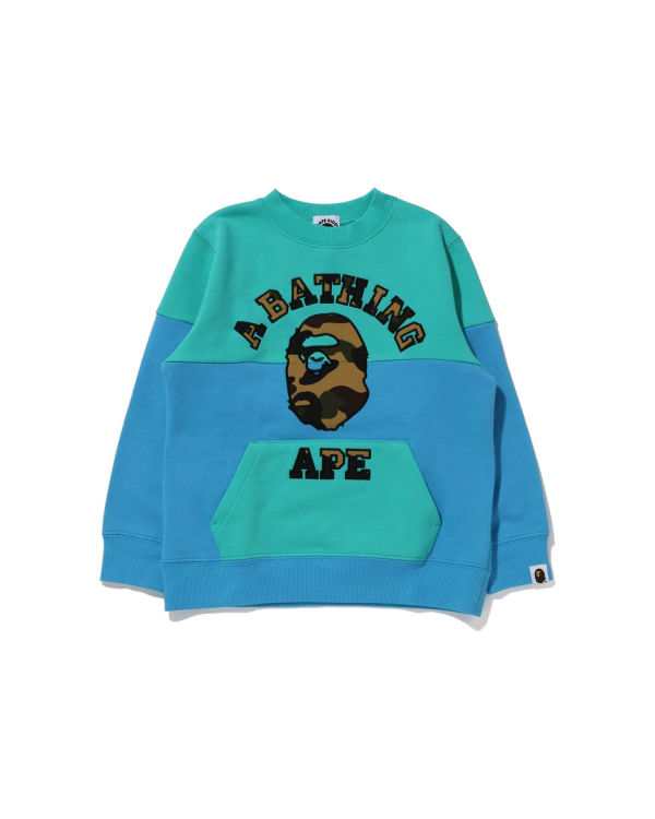 Bape 1st Camo College Patch Colourblock Crewneck Mikiny Detske Svetlo Zelene | SK-3245