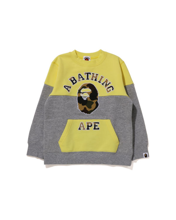 Bape 1st Camo College Patch Colourblock Crewneck Mikiny Detske Žlté | SK-6329