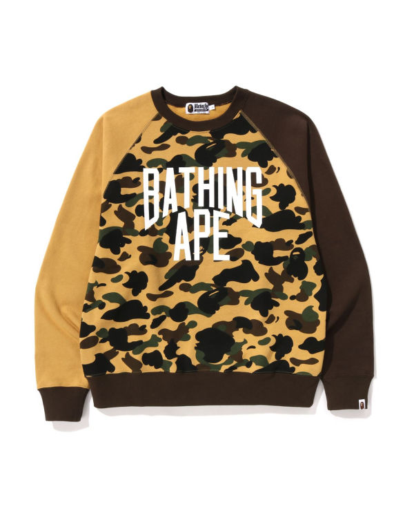 Bape 1st Camo Crazy Bathing Ape Relaxed Fit Crewneck Mikiny Panske Žlté | SK-5018